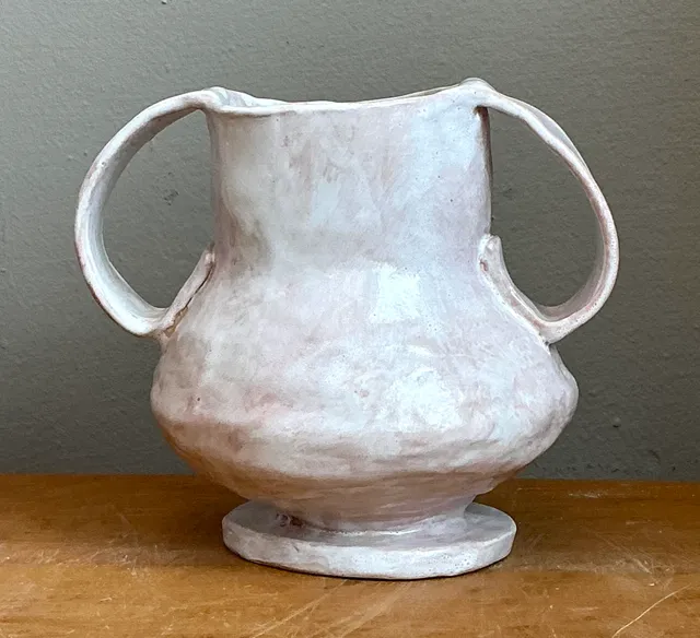 Vintage Ceramic Biomorphic Double Handle Vase — additional photo 5