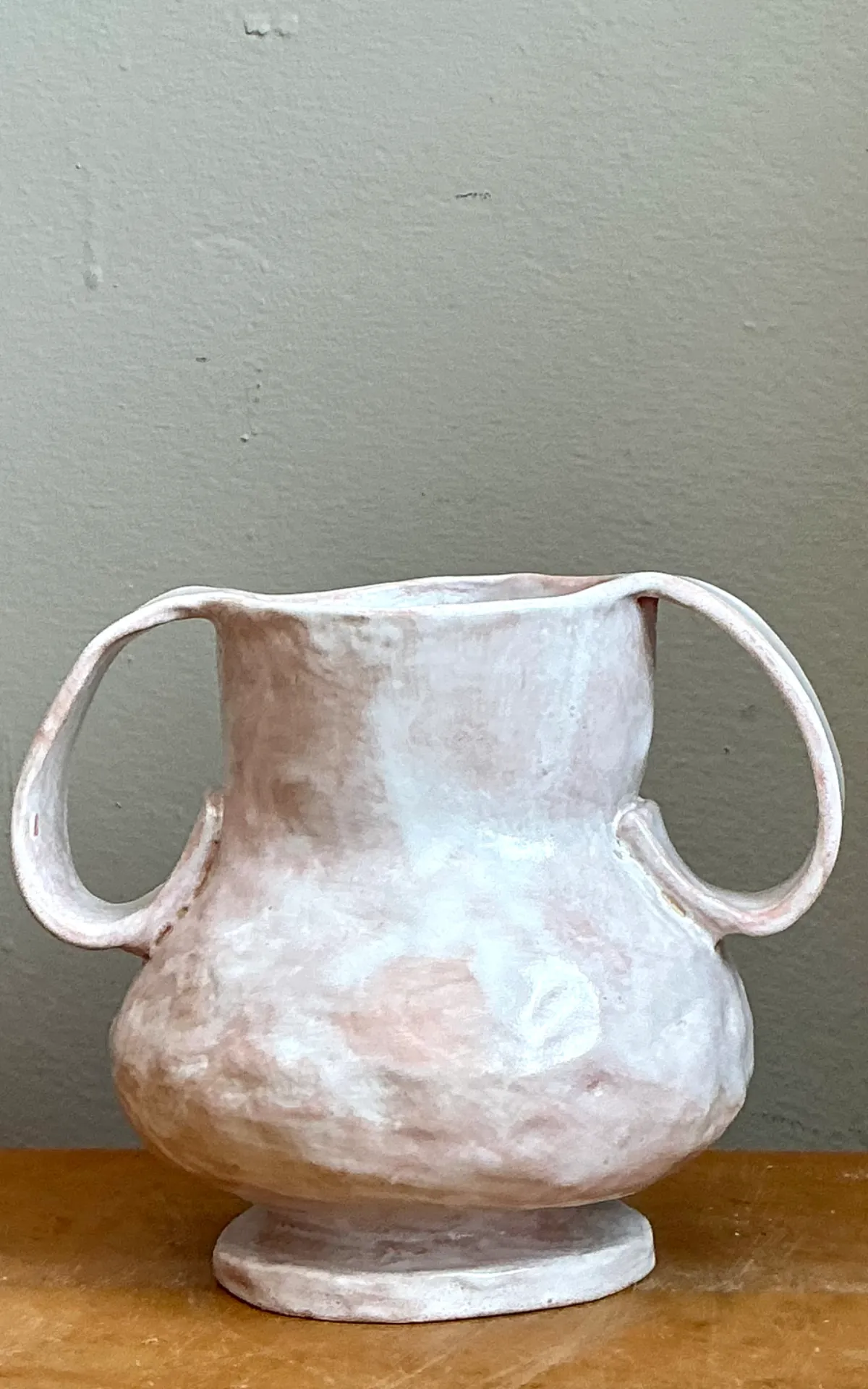 Vintage Biomorphic Ceramic Double Handle Vase