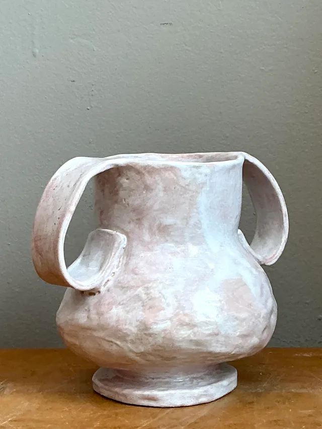 Vintage Biomorphic Ceramic Double Handle Vase — additional photo 6