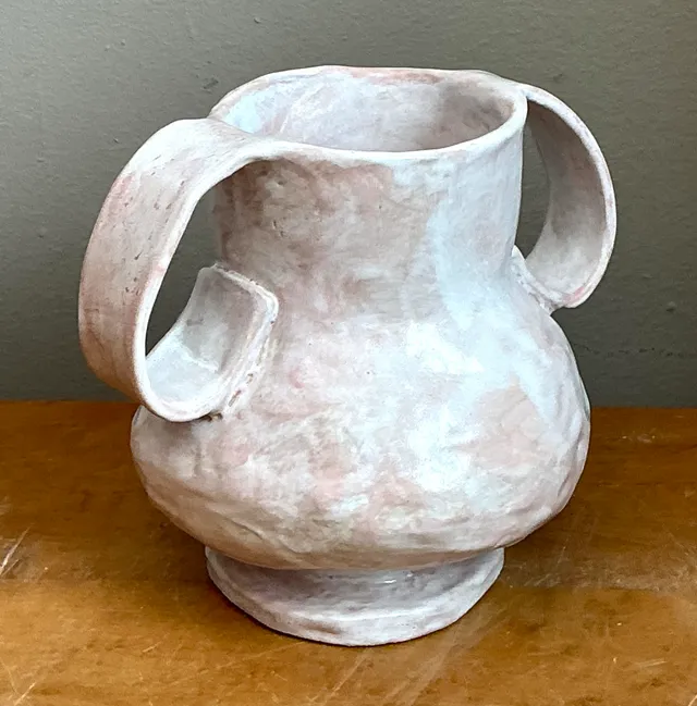 Vintage Biomorphic Ceramic Double Handle Vase — additional photo 2