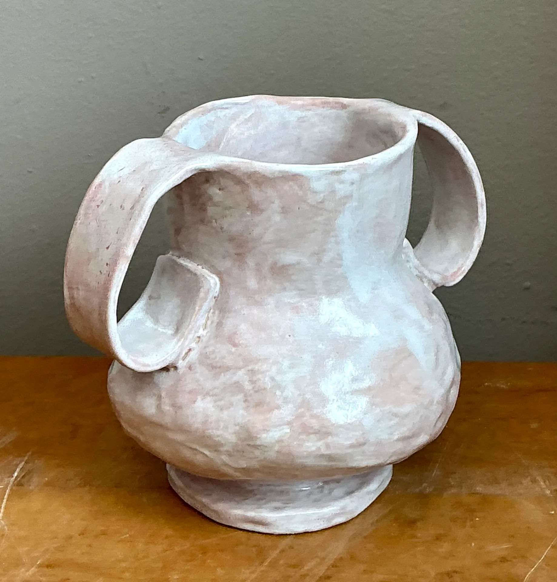 Vintage Biomorphic Ceramic Double Handle Vase — additional photo 4
