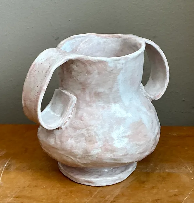 Vintage Biomorphic Ceramic Double Handle Vase — additional photo 4