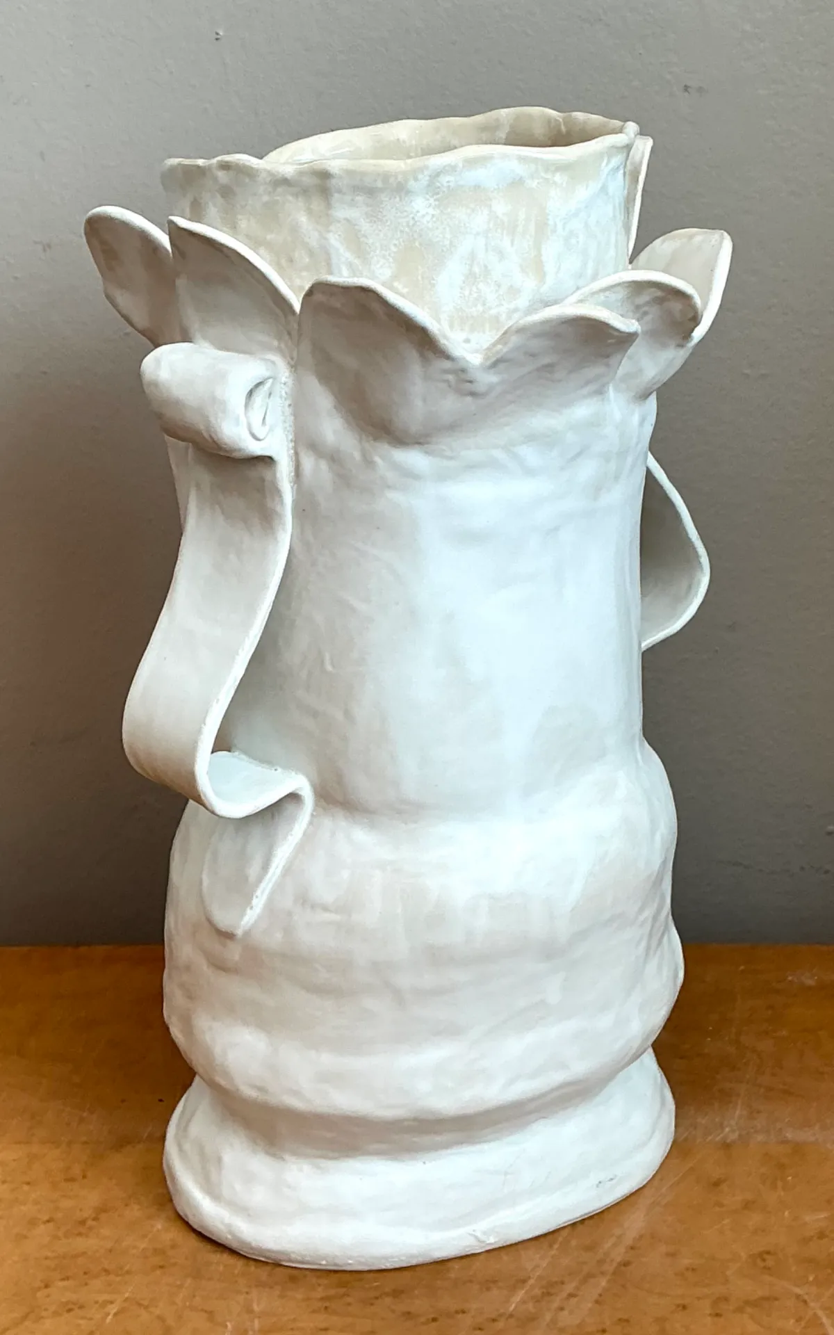Vintage Biomorphic Sculptural Ceramic Vase With Handles