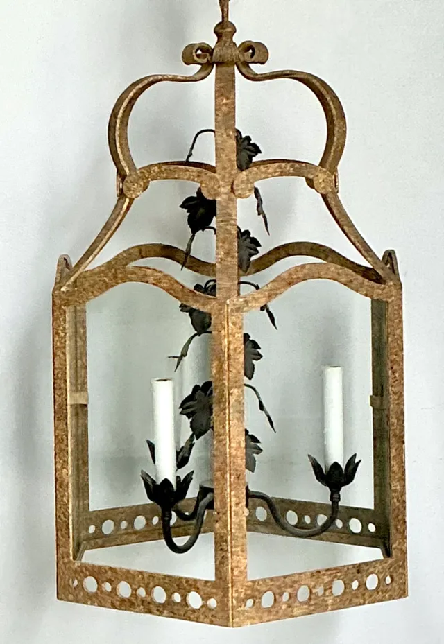Vintage Iron and Glass Ivy Lantern — additional photo 8