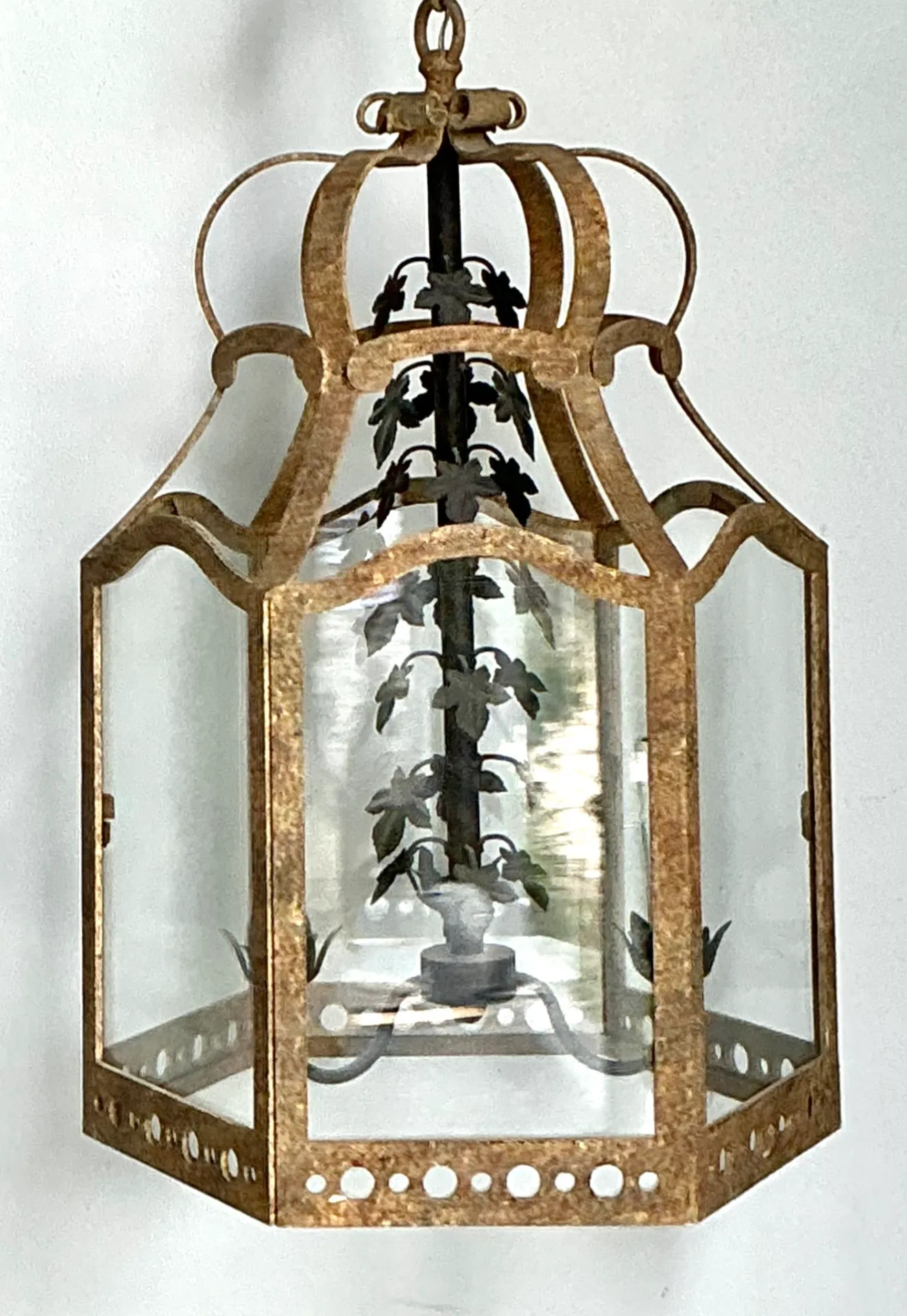 Vintage Iron and Glass Ivy Lantern — additional photo 1