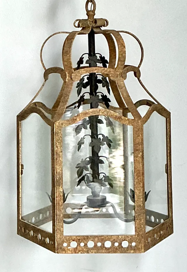 Vintage Iron and Glass Ivy Lantern — additional photo 1