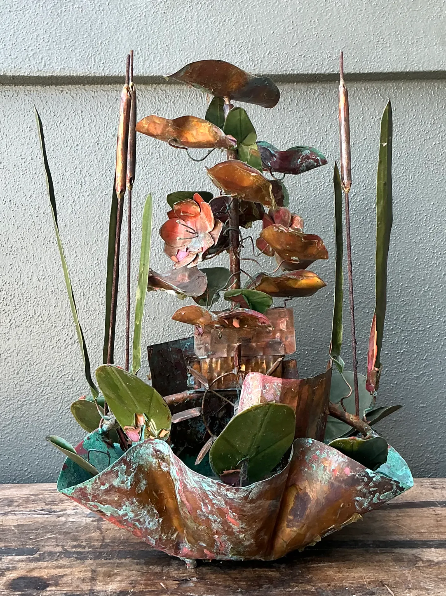 Vintage Patinated Metal Water Fountain Sculpture — additional photo 6