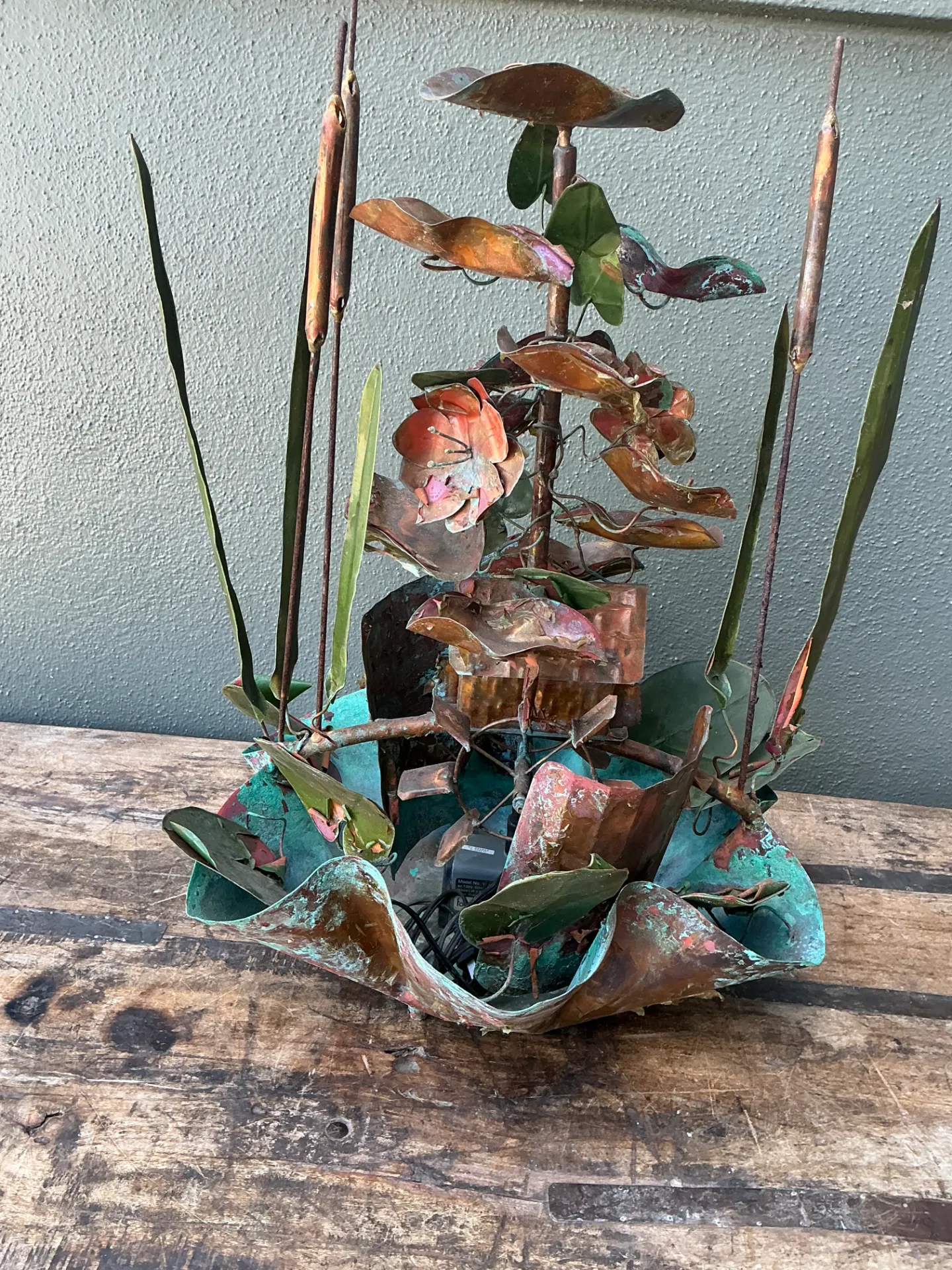 Vintage Patinated Metal Water Fountain Sculpture — additional photo 7