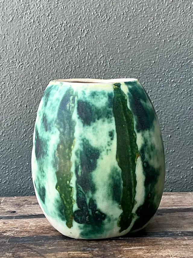 Vintage Green Abstract Ceramic Vase — additional photo 5