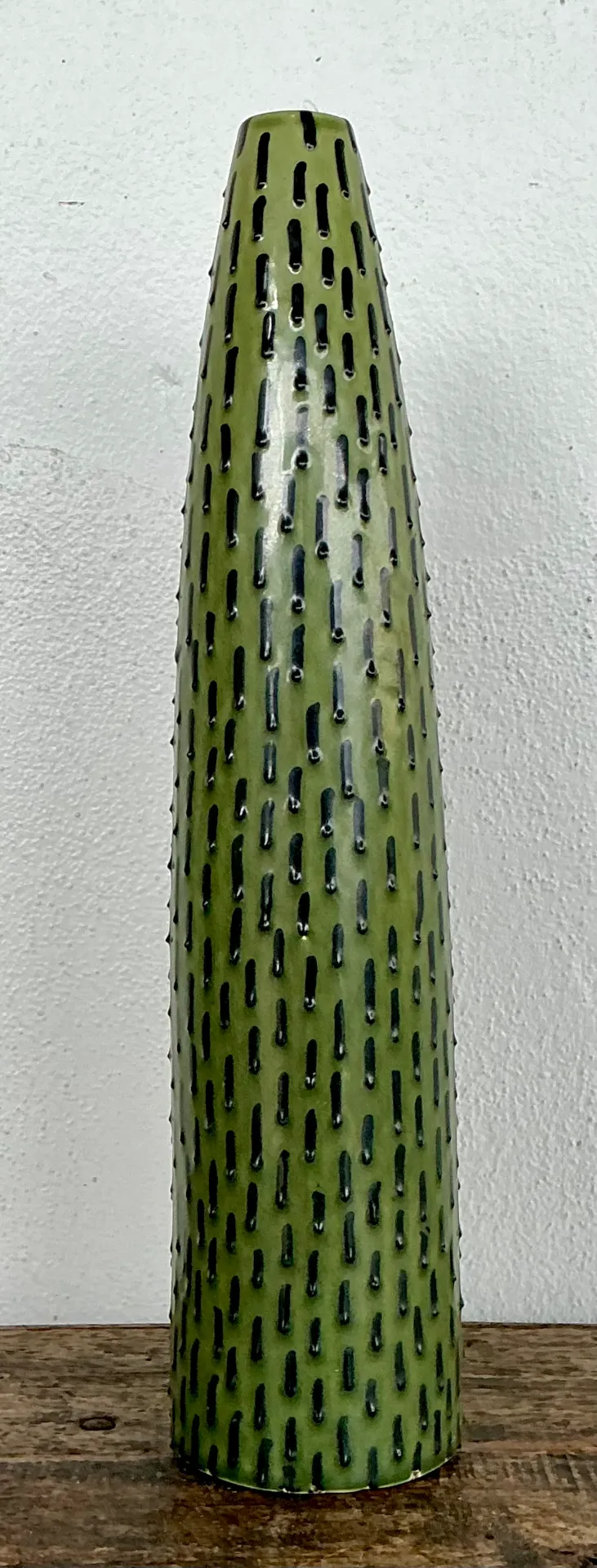 Vintage Green Textured Ceramic Vase — additional photo 7