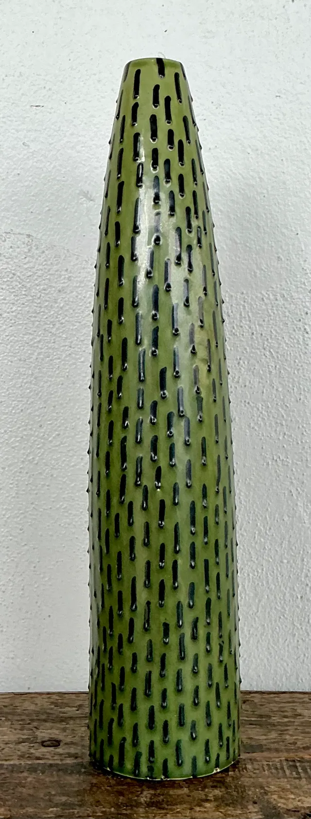Vintage Green Textured Ceramic Vase — additional photo 7