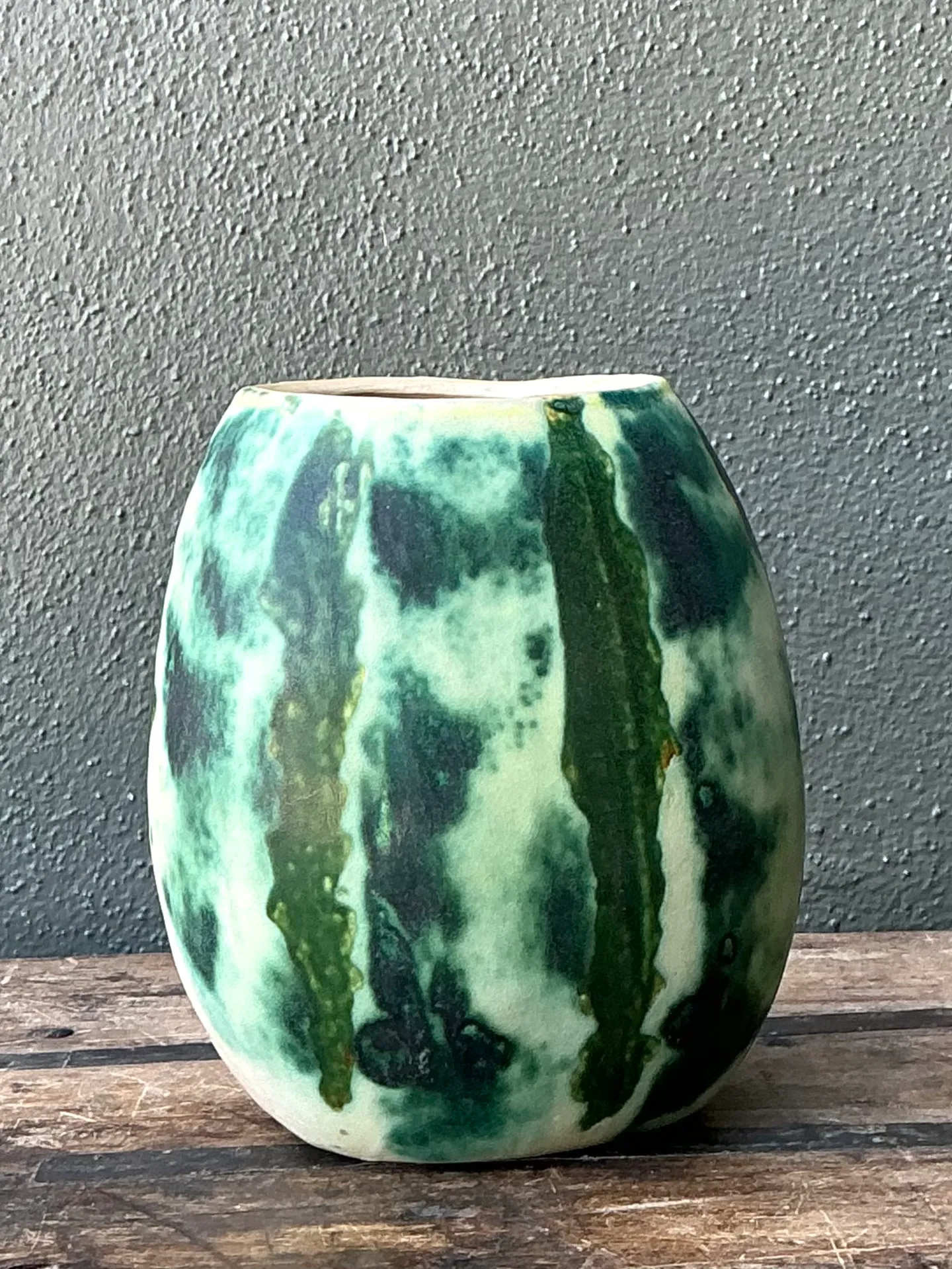 Vintage Green Abstract Ceramic Vase — additional photo 7