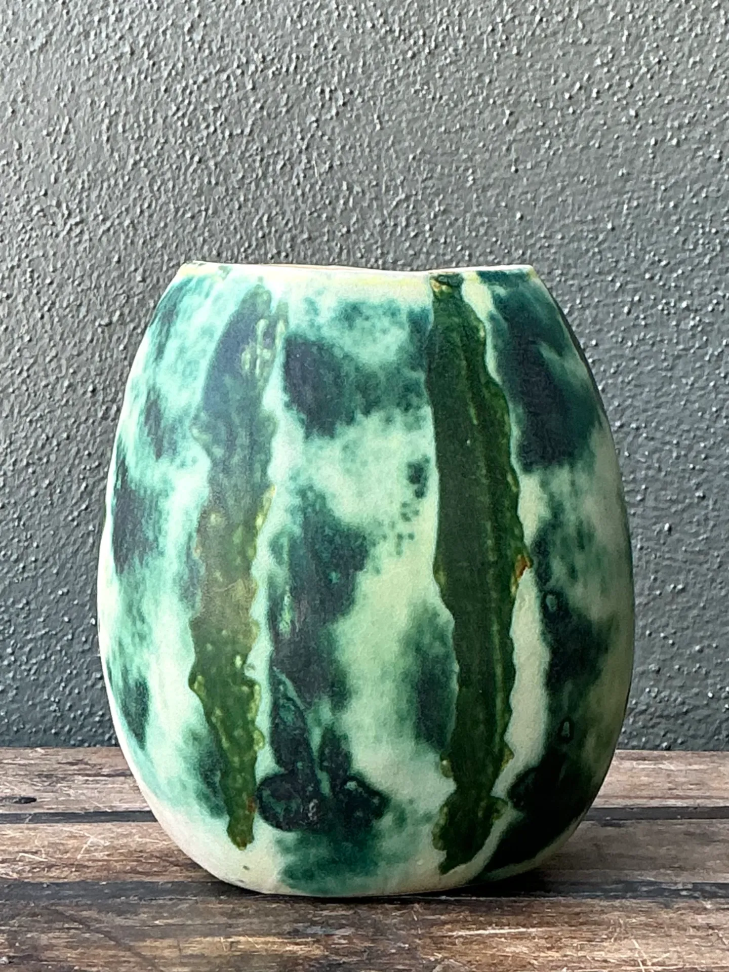 Vintage Green Abstract Ceramic Vase — additional photo 1