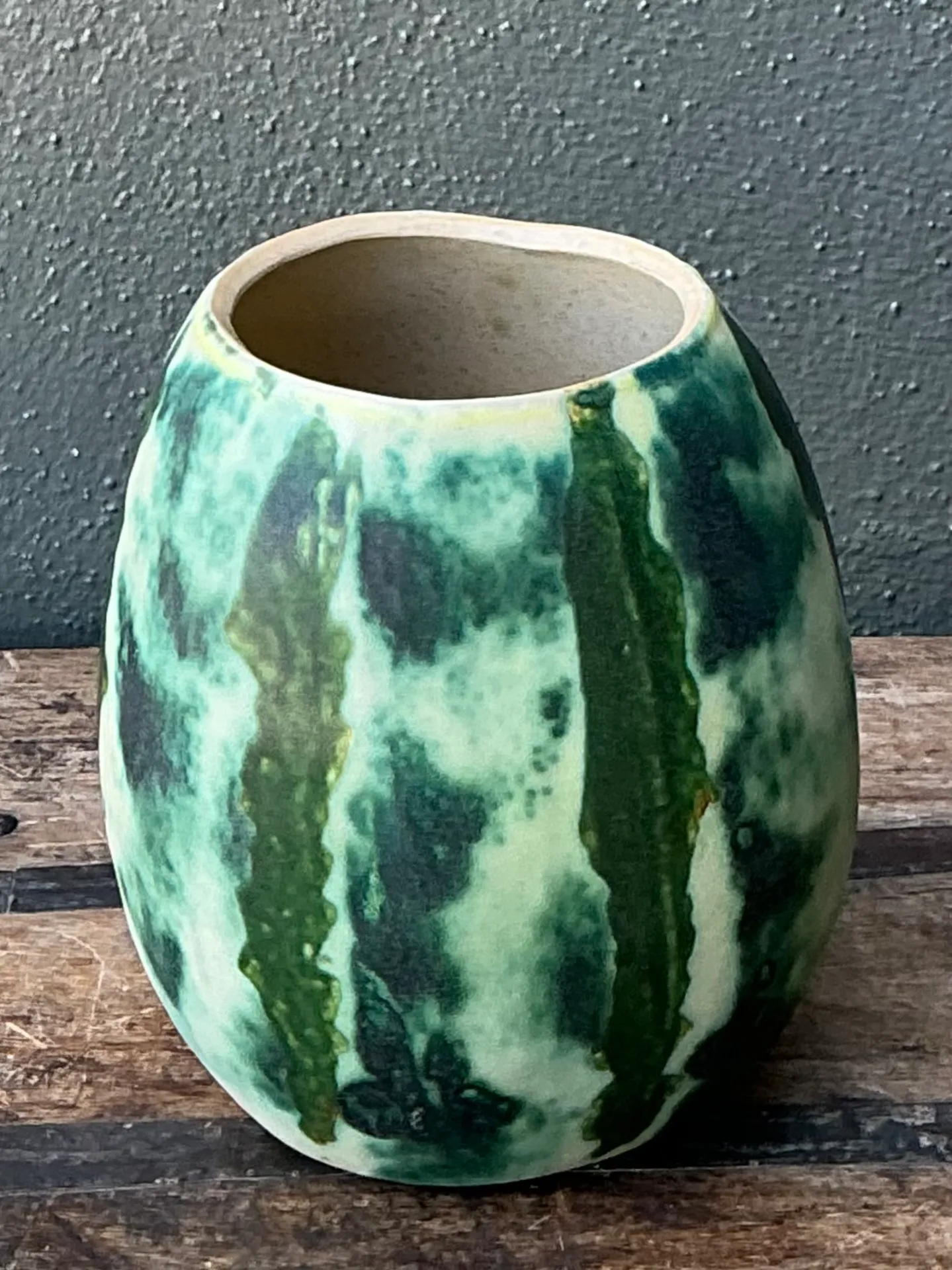 Vintage Green Abstract Ceramic Vase — additional photo 6