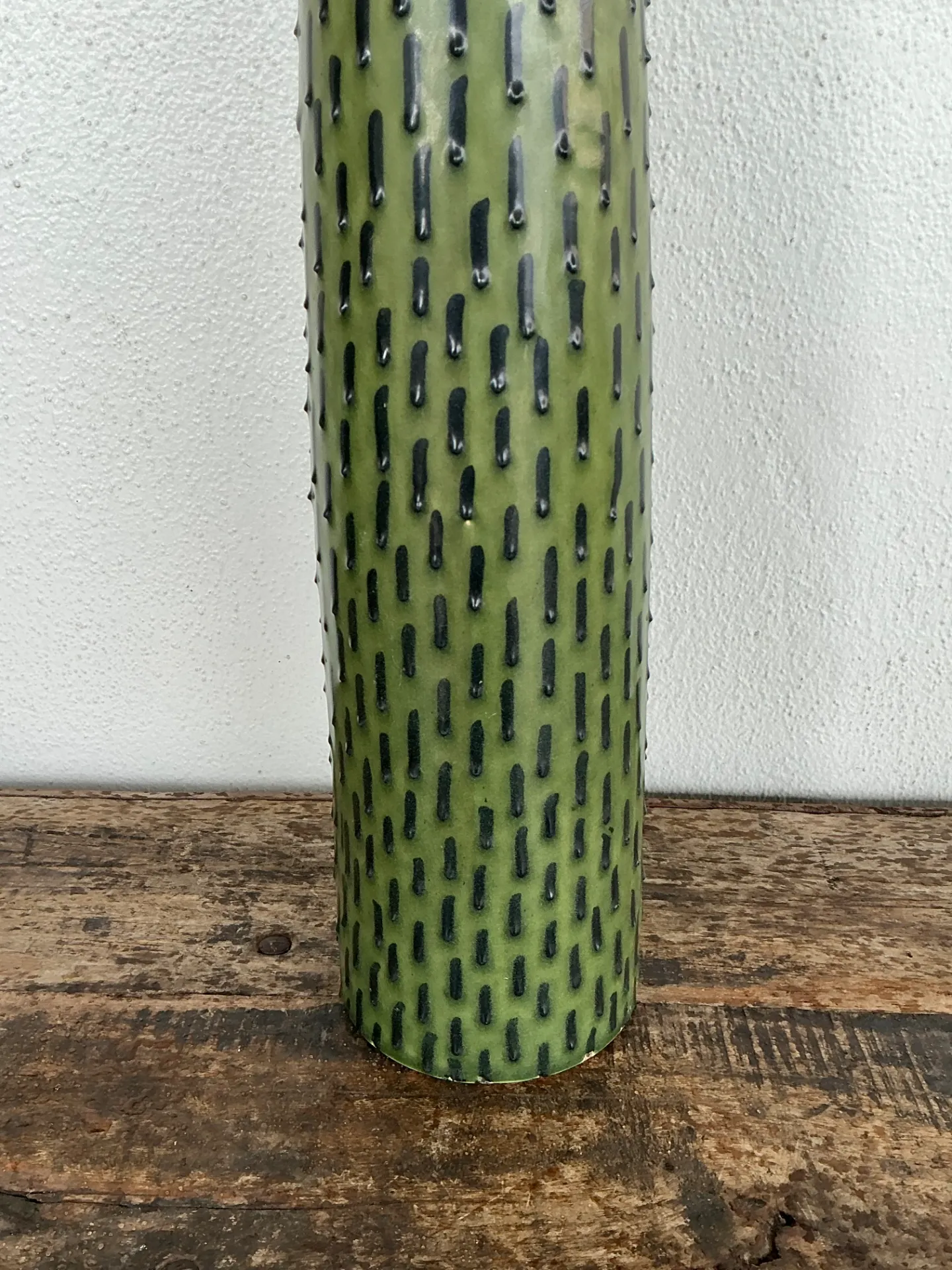 Vintage Green Textured Ceramic Vase — additional photo 2