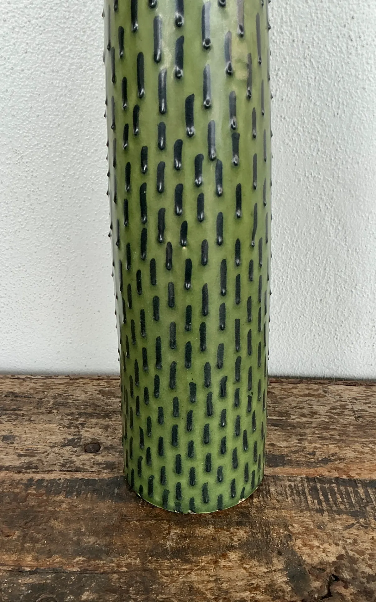 Vintage Green Textured Ceramic Vase — additional photo 2