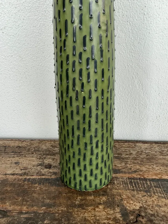 Vintage Green Textured Ceramic Vase — additional photo 2