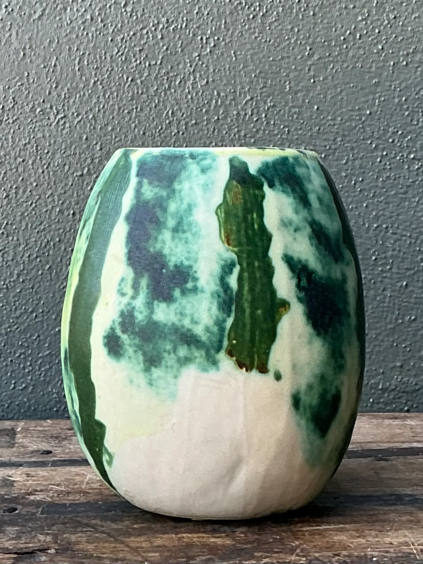 Vintage Green Abstract Ceramic Vase — additional photo 8
