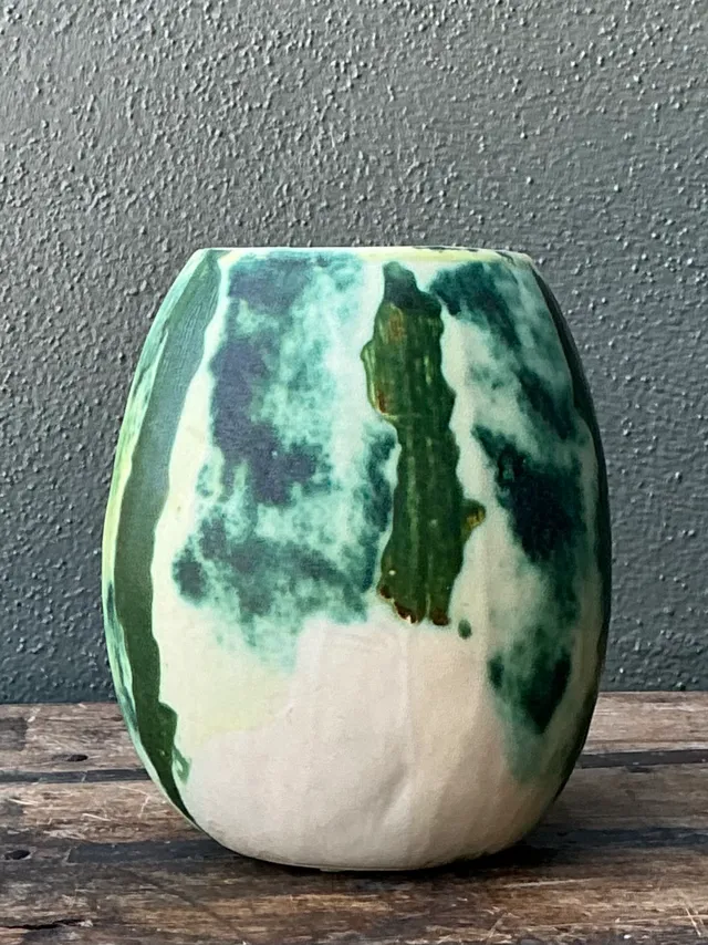 Vintage Green Abstract Ceramic Vase — additional photo 8
