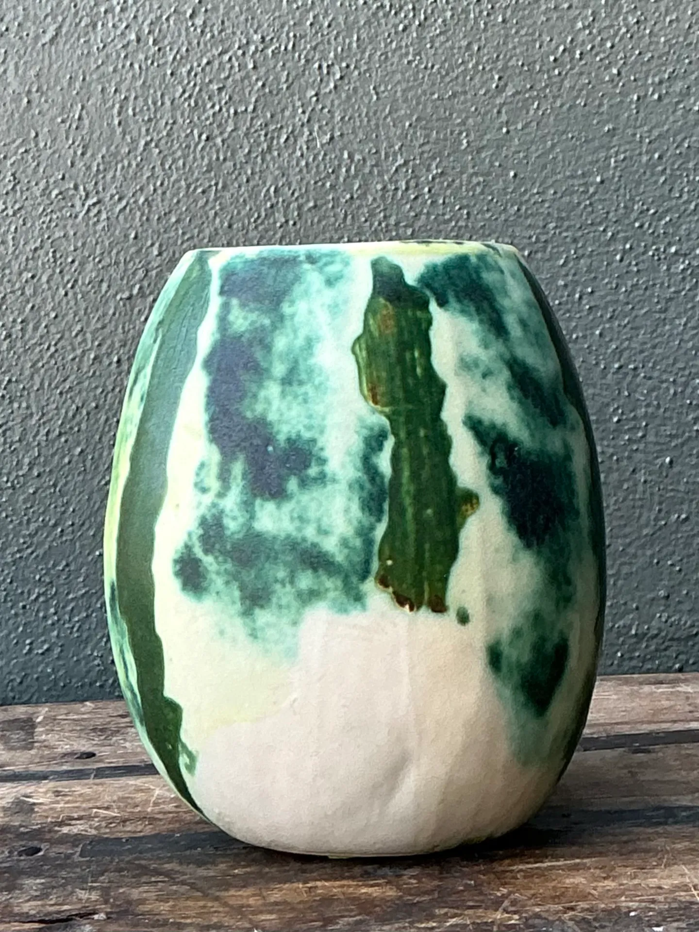 Vintage Green Abstract Ceramic Vase — additional photo 2