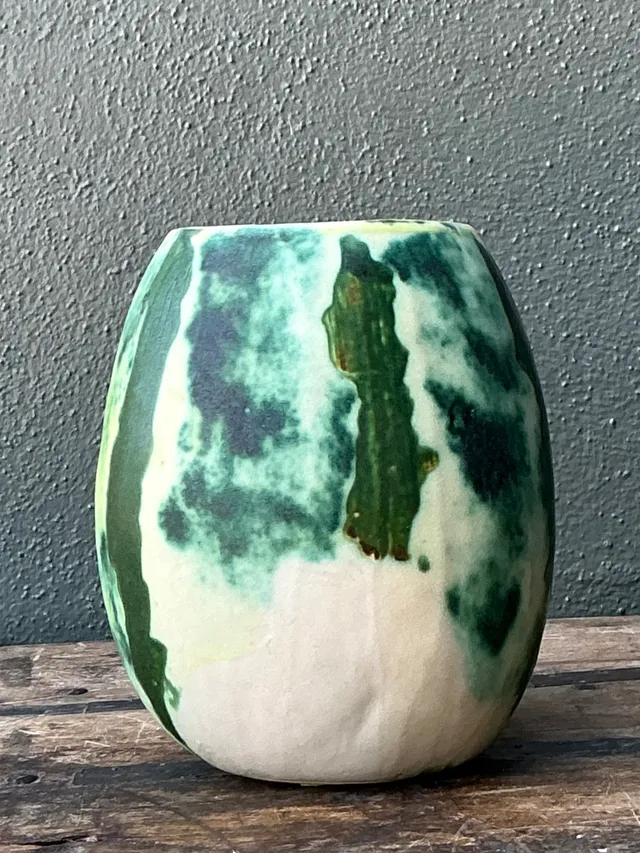 Vintage Green Abstract Ceramic Vase — additional photo 2