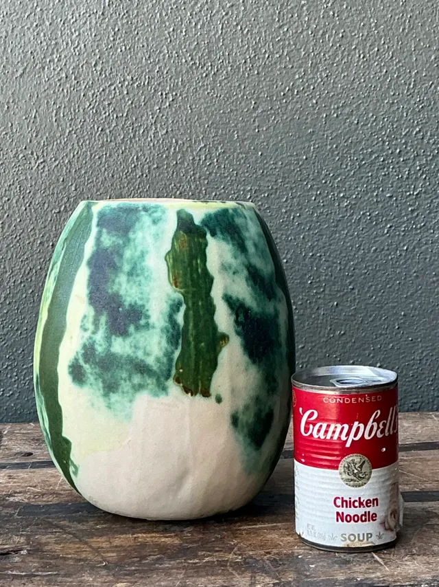 Vintage Green Abstract Ceramic Vase — additional photo 4