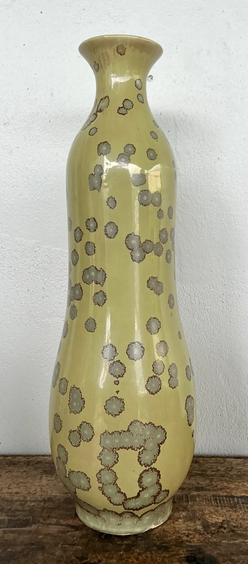 Vintage Yellow Crystalline Glazed Ceramic Vase — additional photo 7