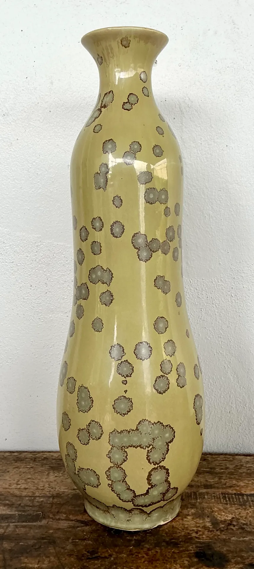 Vintage Yellow Crystalline Glazed Ceramic Vase — additional photo 6