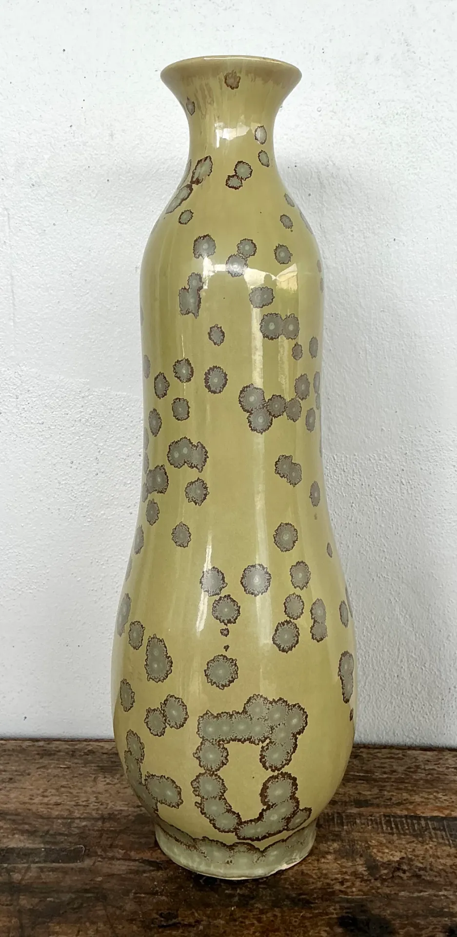Vintage Yellow Crystalline Glazed Ceramic Vase — additional photo 4
