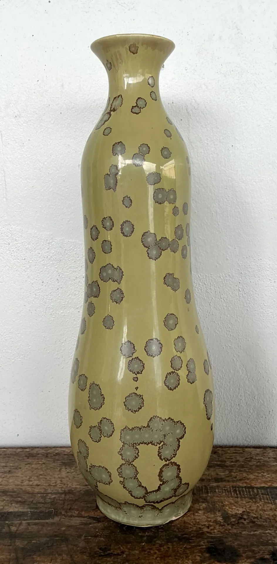 Vintage Yellow Crystalline Glazed Ceramic Vase — additional photo 3