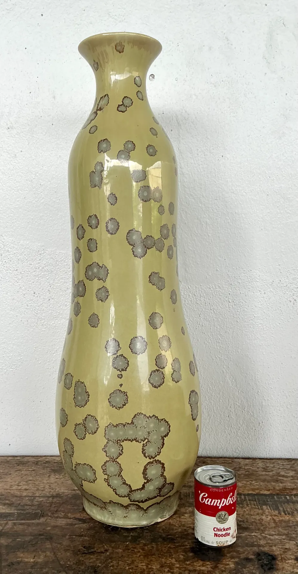 Vintage Yellow Crystalline Glazed Ceramic Vase — additional photo 5