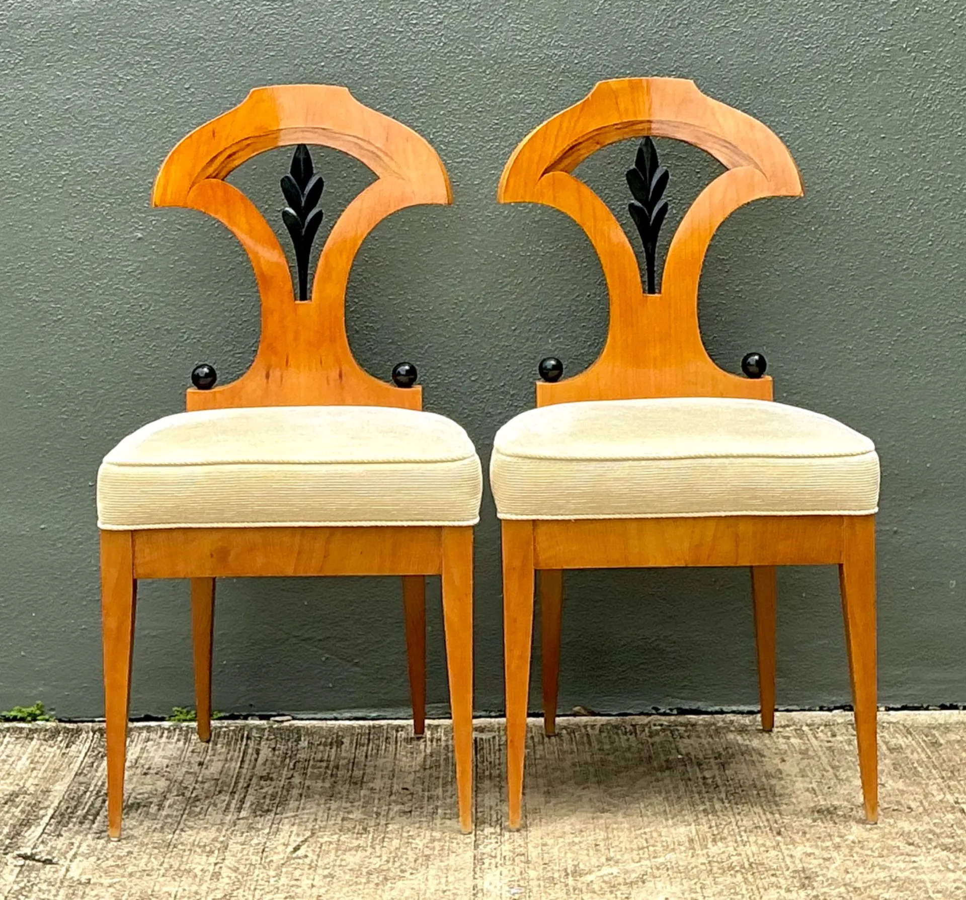 Vintage Carved Wood Biedermeier Chairs - Set of 2 — additional photo 8