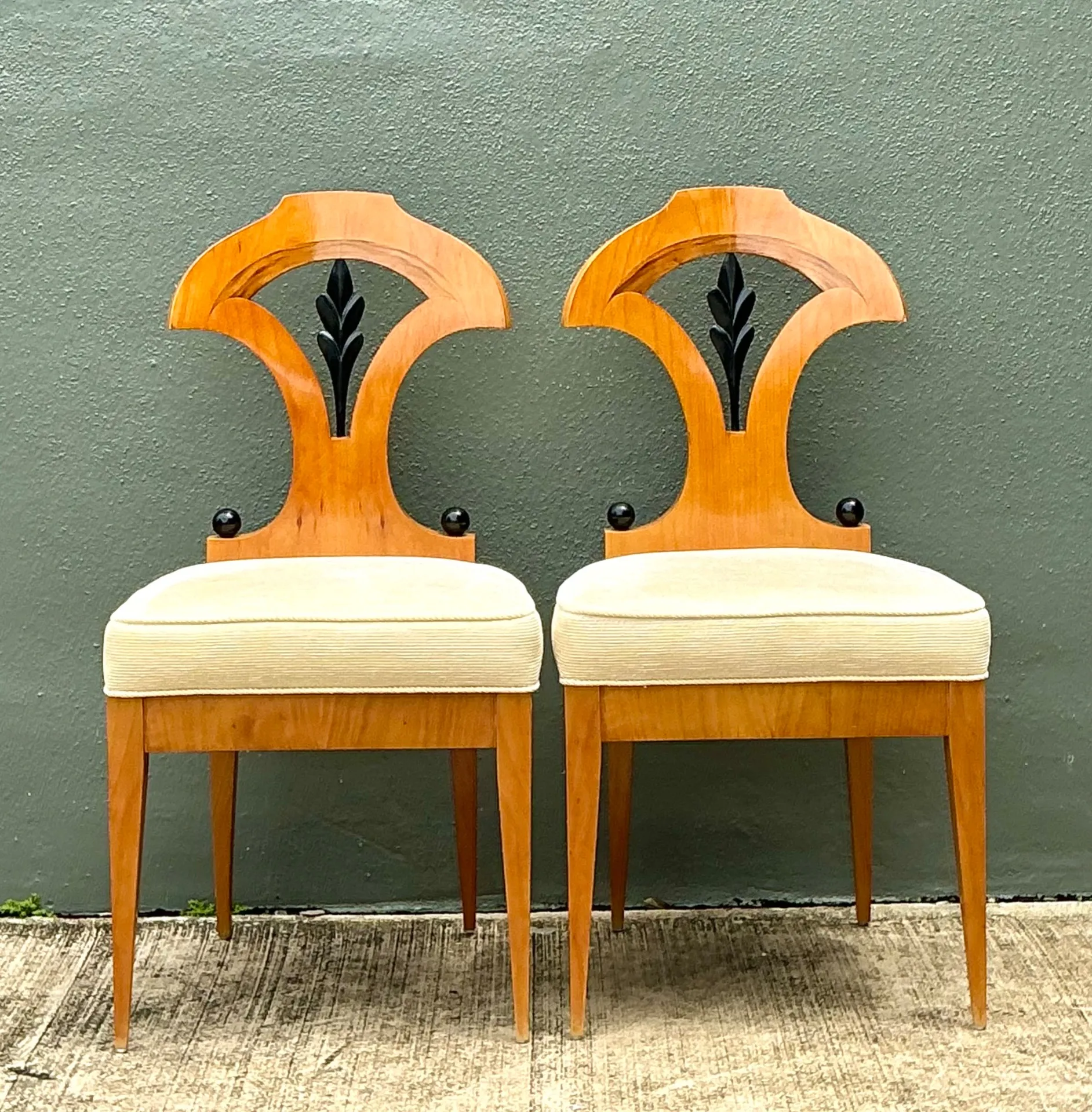 Vintage Carved Wood Biedermeier Chairs - Set of 2 — additional photo 6