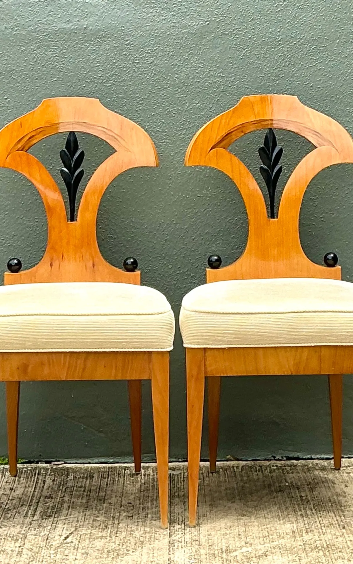 Vintage Carved Wood Biedermeier Chairs - Set of 2 — additional photo 6