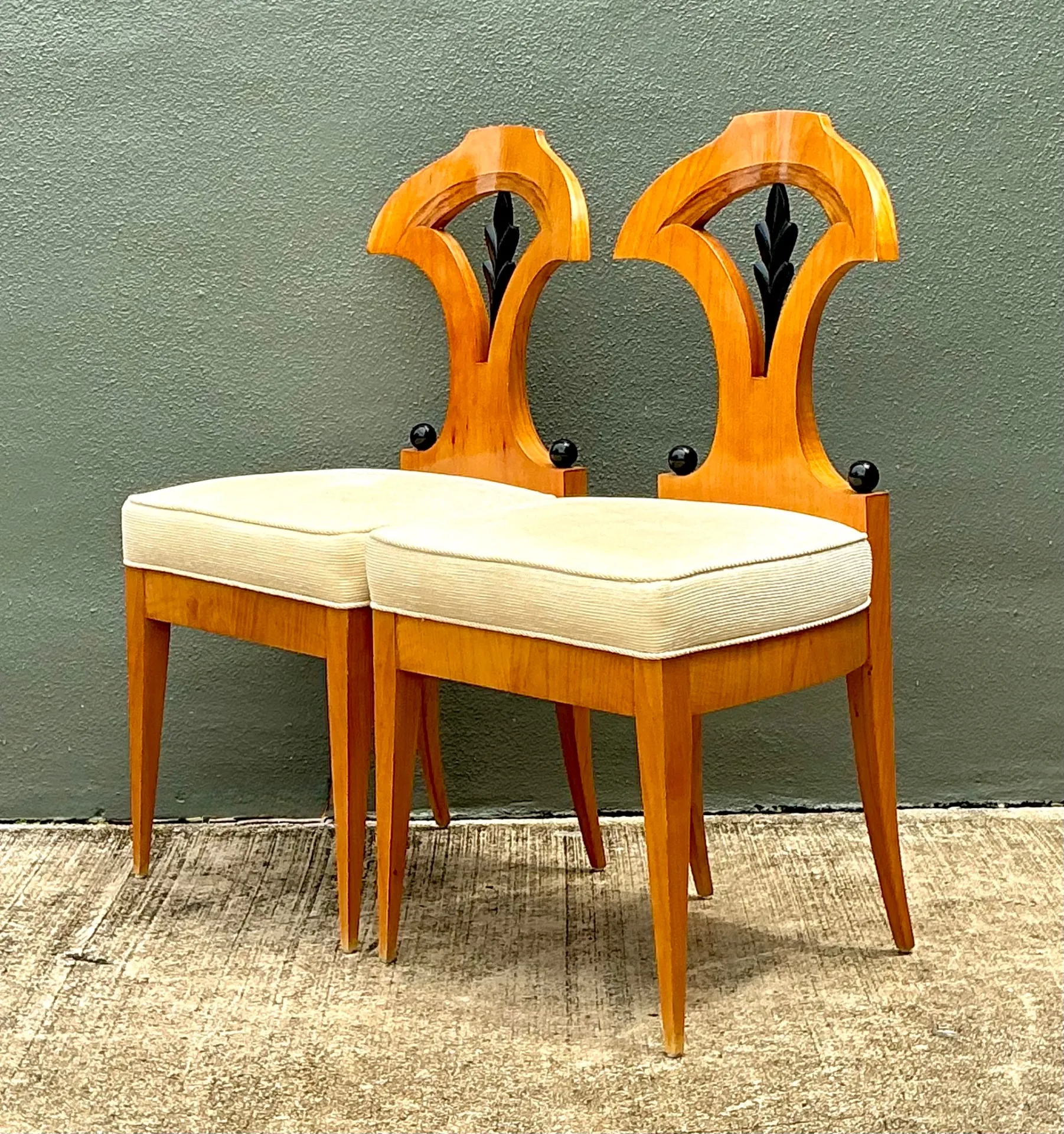 Vintage Carved Wood Biedermeier Chairs - Set of 2 — additional photo 4