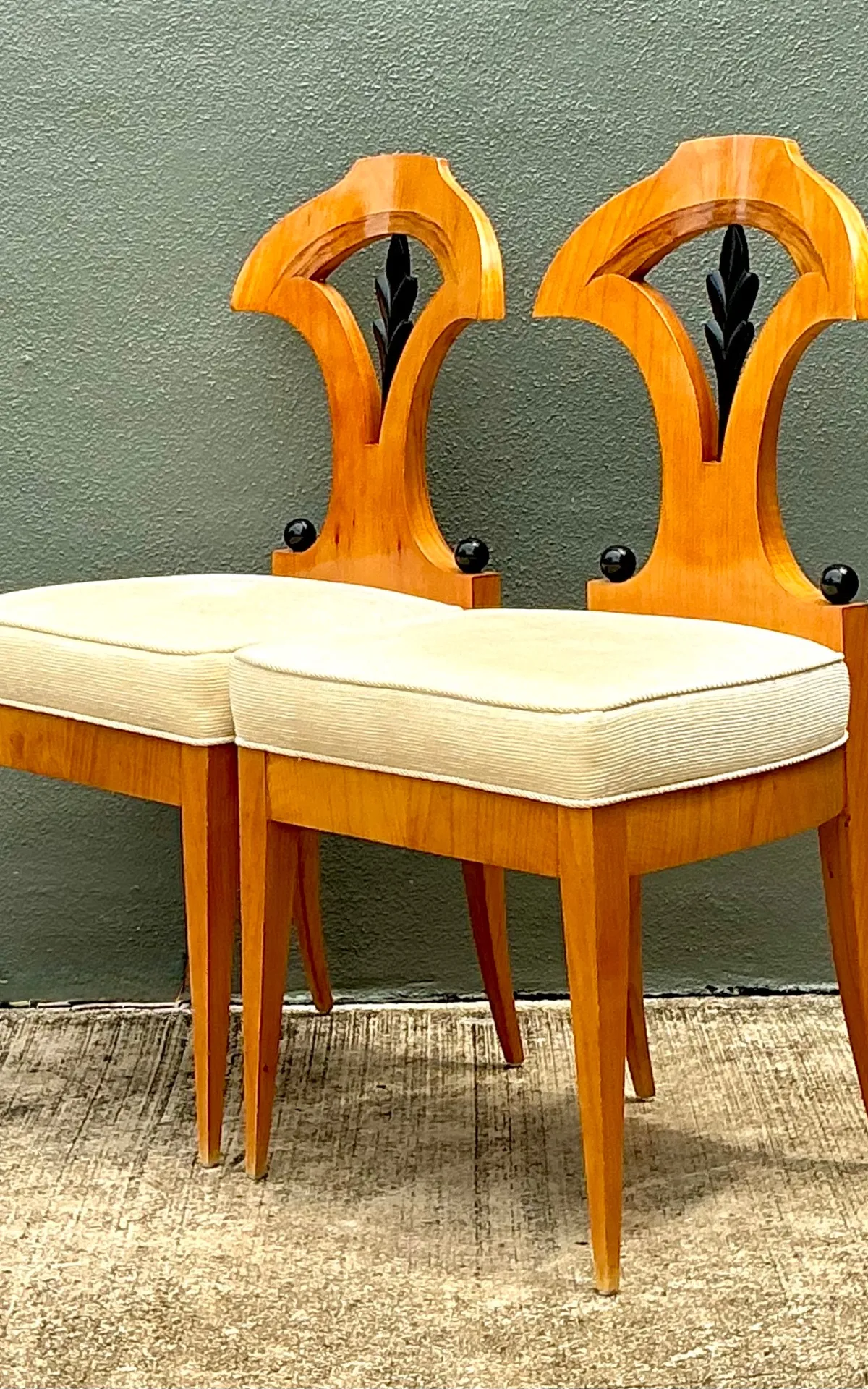 Vintage Carved Wood Biedermeier Chairs - Set of 2 — additional photo 4