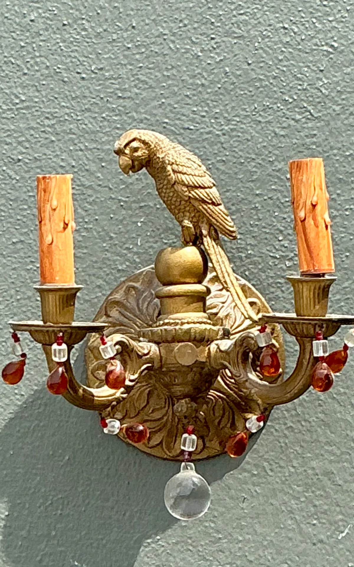 Vintage Brass and Crystal Parrot Sconce — additional photo 7