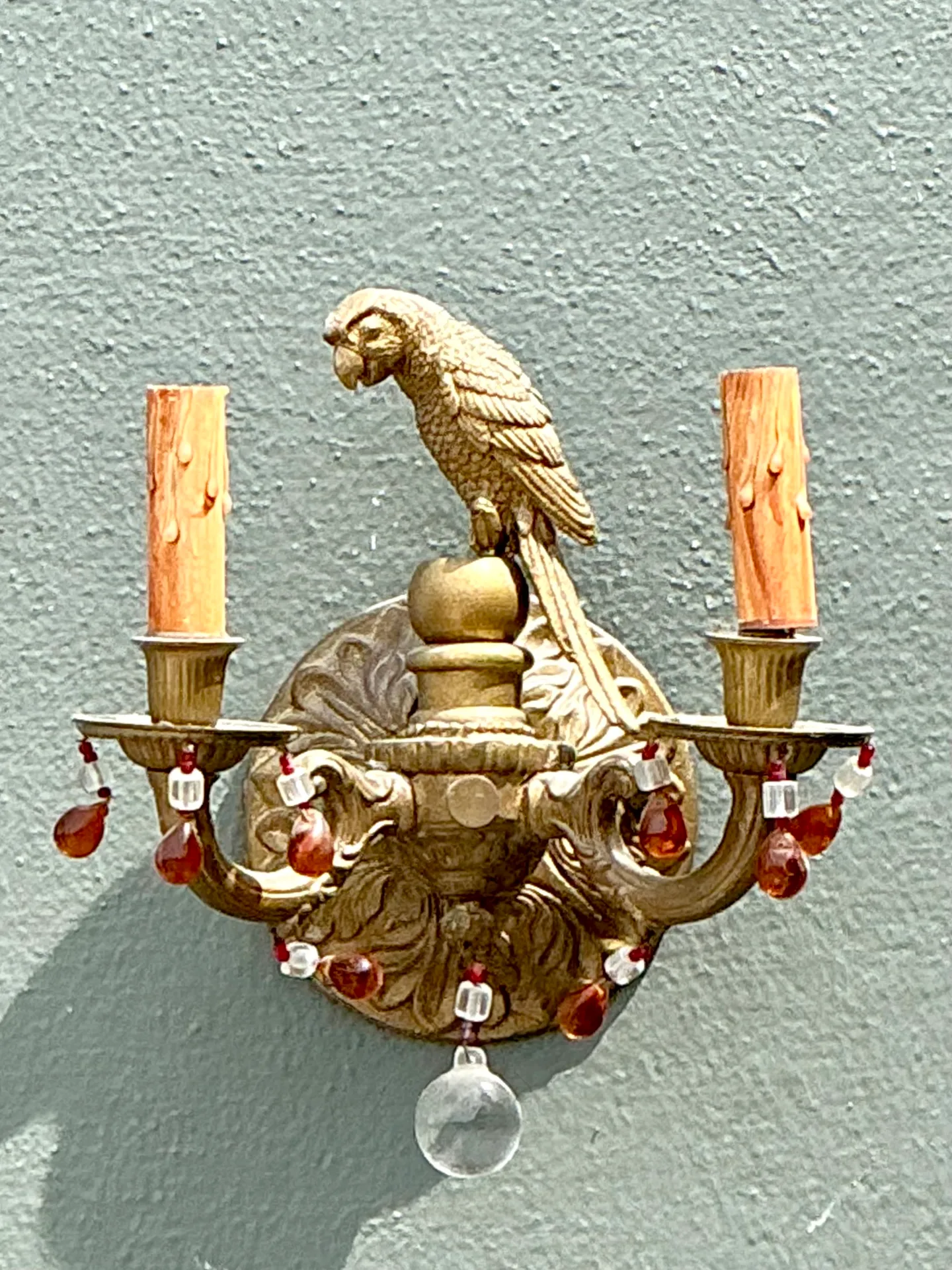 Vintage Brass and Crystal Parrot Sconce — additional photo 2