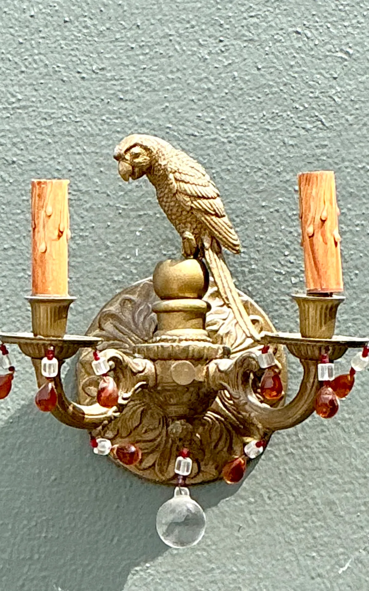 Vintage Brass and Crystal Parrot Sconce — additional photo 2