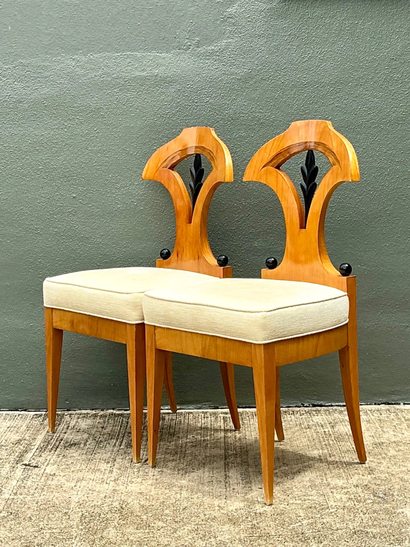 Vintage Carved Wood Biedermeier Chairs - Set of 2 — additional photo 1
