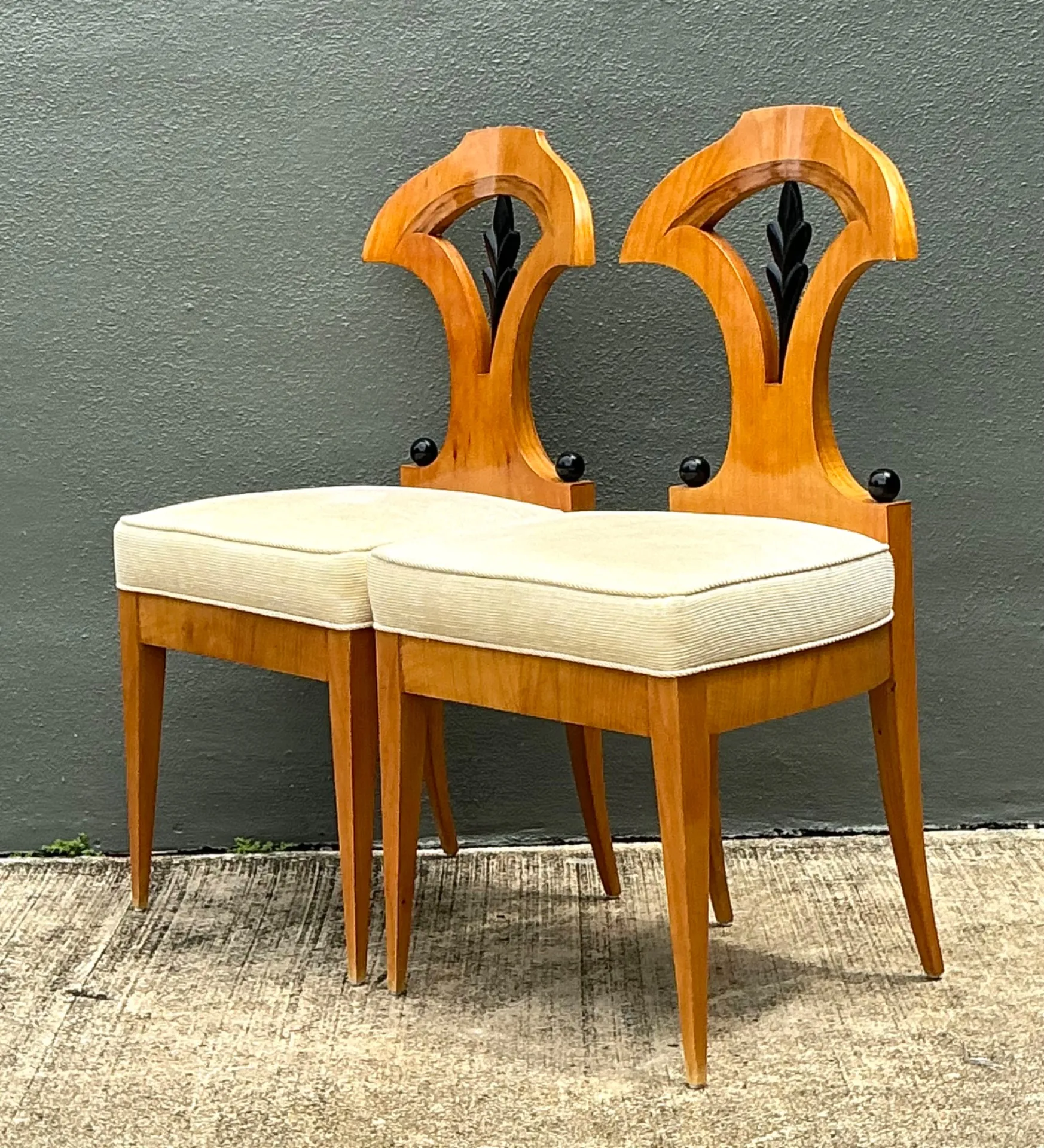 Vintage Carved Wood Biedermeier Chairs - Set of 2 — additional photo 2