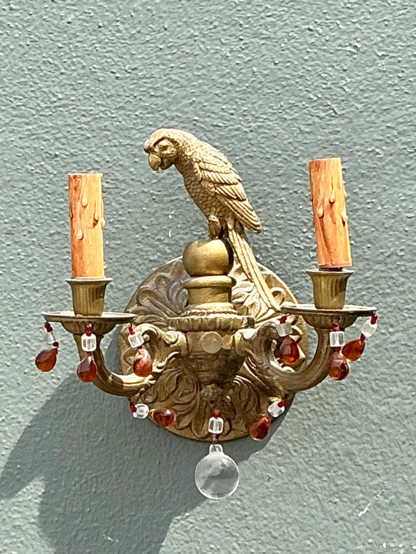 Vintage Brass and Crystal Parrot Sconce — additional photo 4