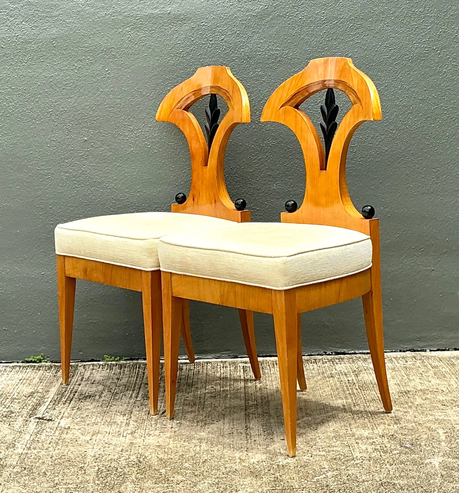 Vintage Carved Wood Biedermeier Chairs - Set of 2 — additional photo 7