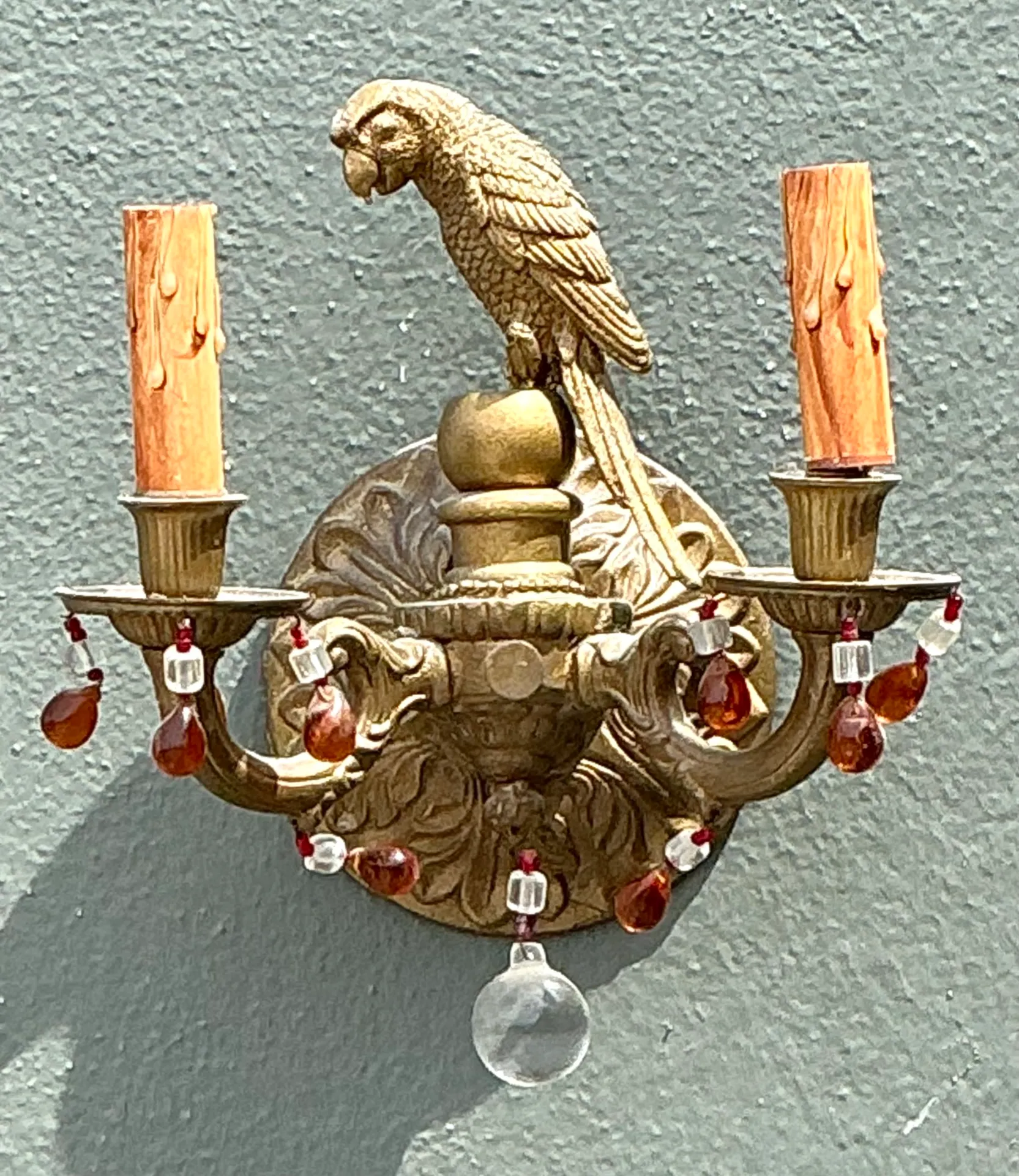 Vintage Brass and Crystal Parrot Sconce — additional photo 5