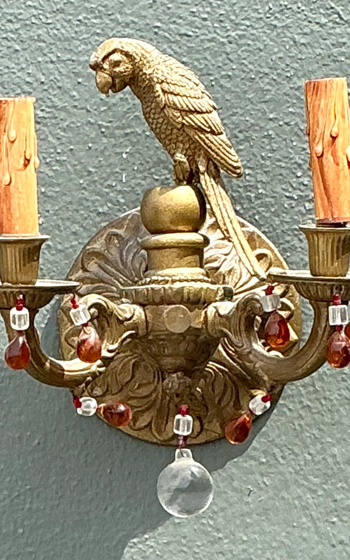 Vintage Brass and Crystal Parrot Sconce — additional photo 5
