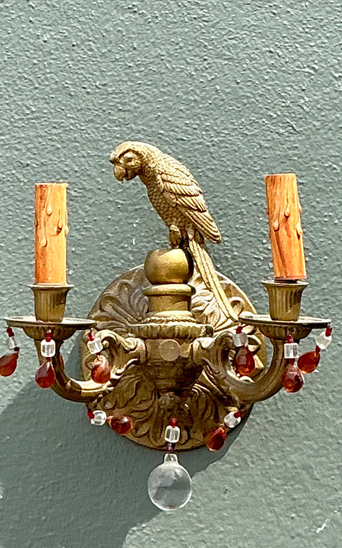 Vintage Brass and Crystal Parrot Sconce — additional photo 6
