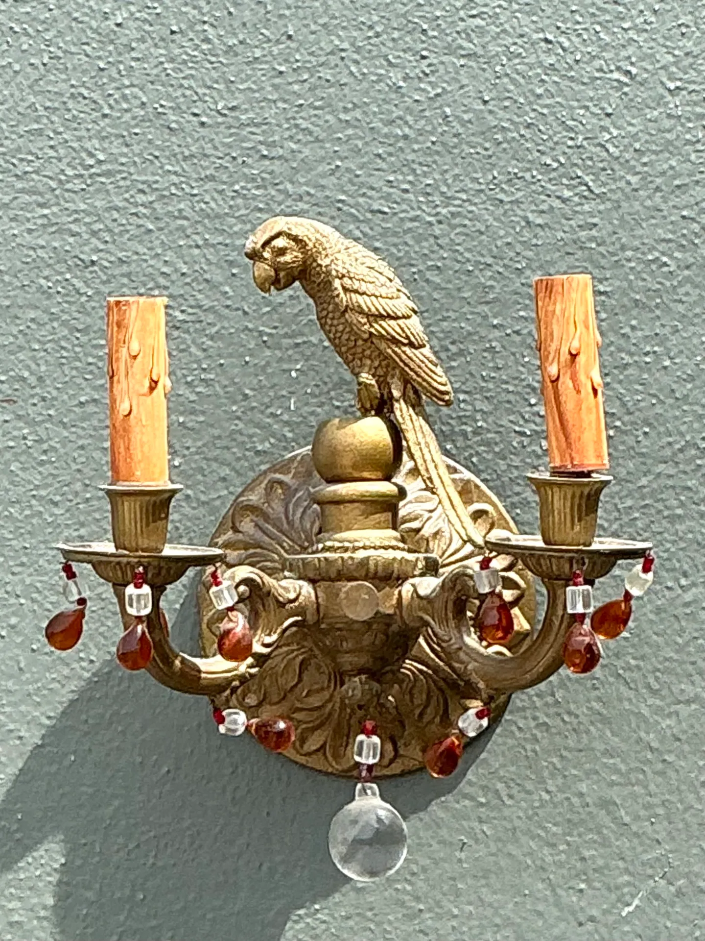 Vintage Brass and Crystal Parrot Sconce — additional photo 3