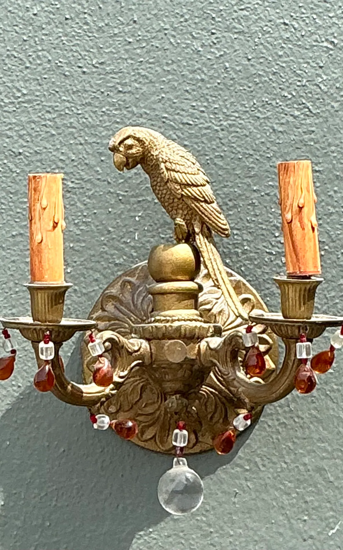 Vintage Brass and Crystal Parrot Sconce — additional photo 3
