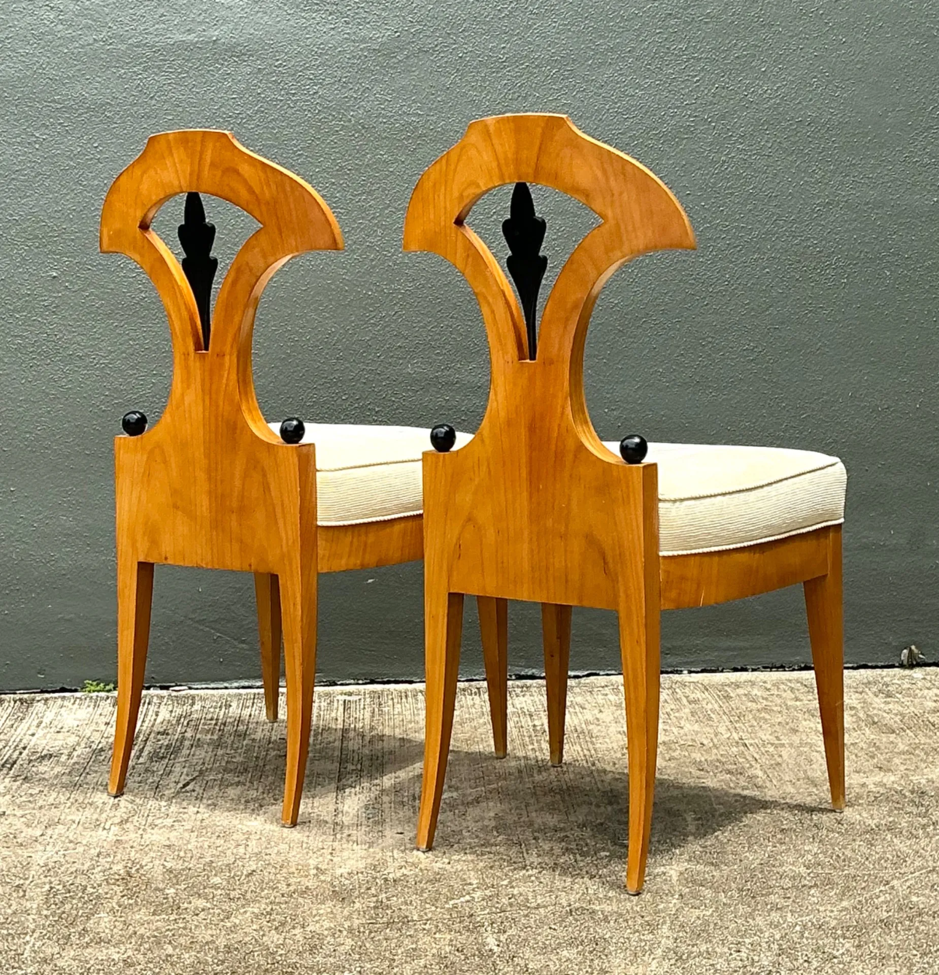Vintage Carved Wood Biedermeier Chairs - Set of 2 — additional photo 3