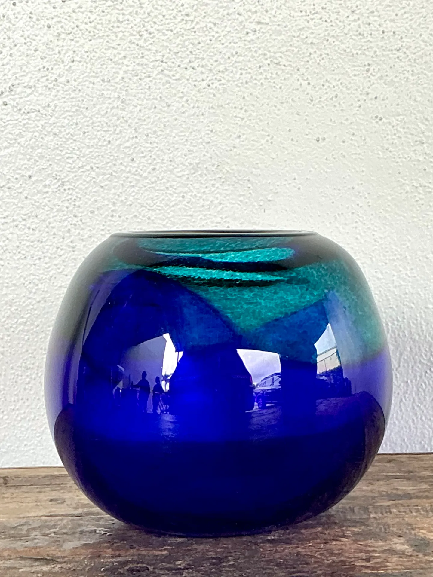 Vintage Blue and Green Glass Sphere Vase — additional photo 4